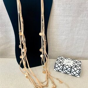 Suede and Gold Multi-Strand Necklace